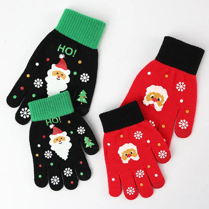 Unisex Cute Christmas Tree Santa Claus Snowflake Polyacrylonitrile Fiber Gloves