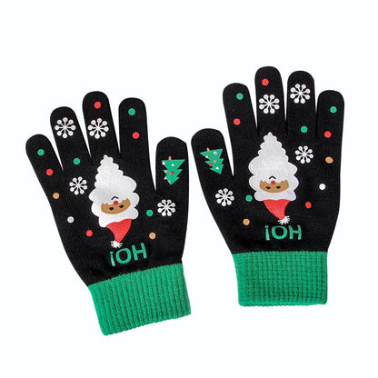 Unisex Cute Christmas Tree Santa Claus Snowflake Polyacrylonitrile Fiber Gloves