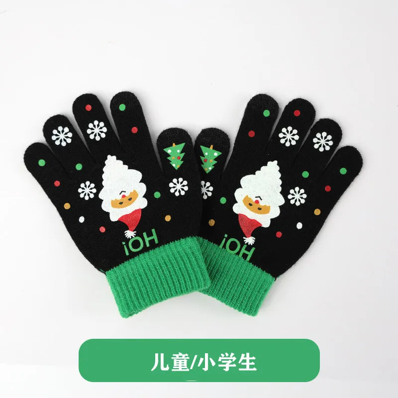 Unisex Cute Christmas Tree Santa Claus Snowflake Polyacrylonitrile Fiber Gloves