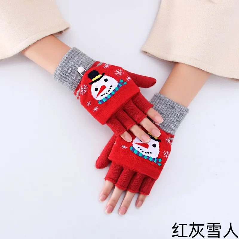 Unisex Cute Christmas Tree Santa Claus Snowflake Polyacrylonitrile Fiber Gloves