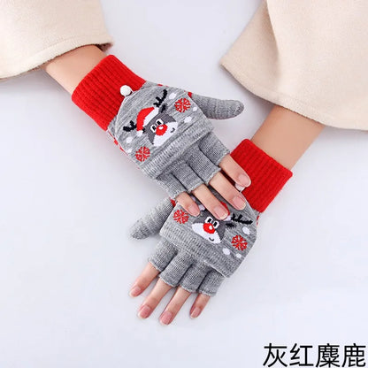 Unisex Cute Christmas Tree Santa Claus Snowflake Polyacrylonitrile Fiber Gloves