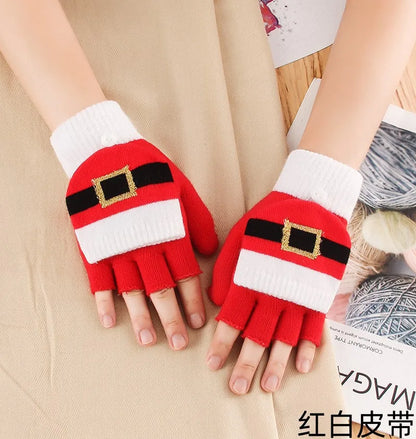 Unisex Cute Christmas Tree Santa Claus Snowflake Polyacrylonitrile Fiber Gloves