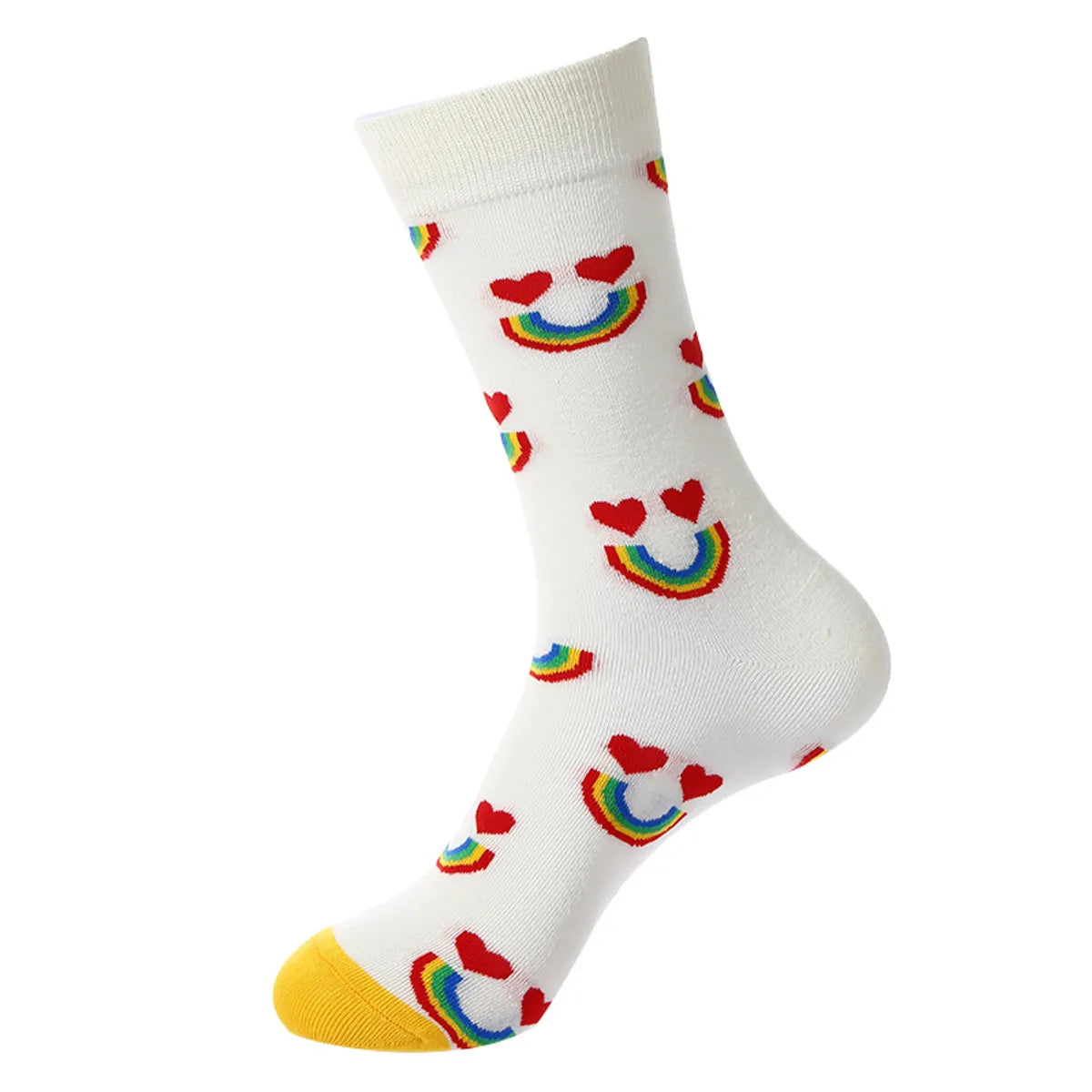 Unisex Cute Color Block Cotton Crew Socks 1 Set