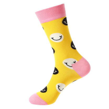 Unisex Cute Color Block Cotton Crew Socks 1 Set