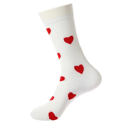 Unisex Cute Color Block Cotton Crew Socks 1 Set