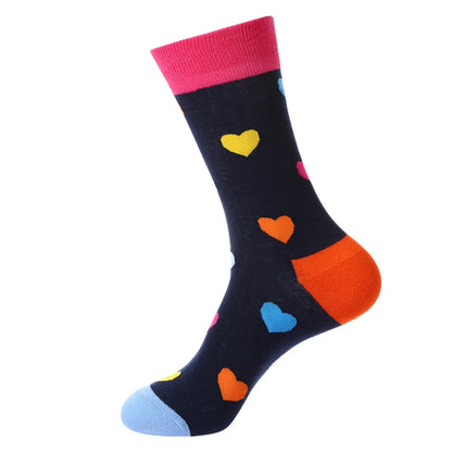 Unisex Cute Color Block Cotton Crew Socks 1 Set