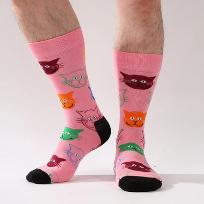 Unisex Cute Color Block Cotton Crew Socks 1 Set