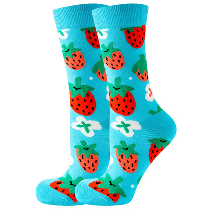 Unisex Cute Fruit Flower Cotton Crew Socks 1 Set