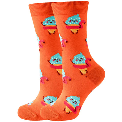 Unisex Cute Fruit Flower Cotton Crew Socks 1 Set