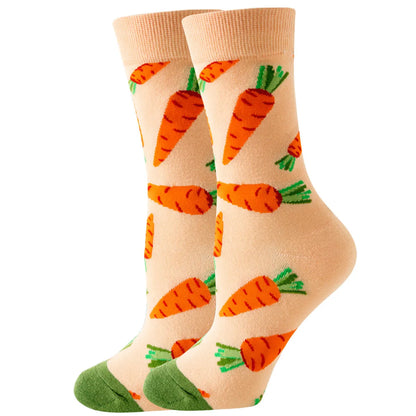 Unisex Cute Fruit Flower Cotton Crew Socks 1 Set