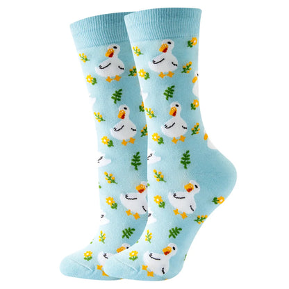 Unisex Cute Fruit Flower Cotton Crew Socks 1 Set