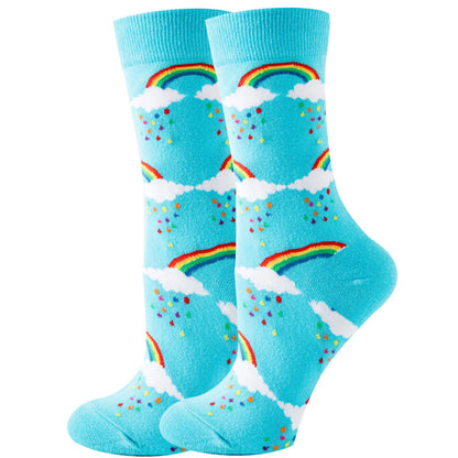 Unisex Cute Fruit Flower Cotton Crew Socks 1 Set