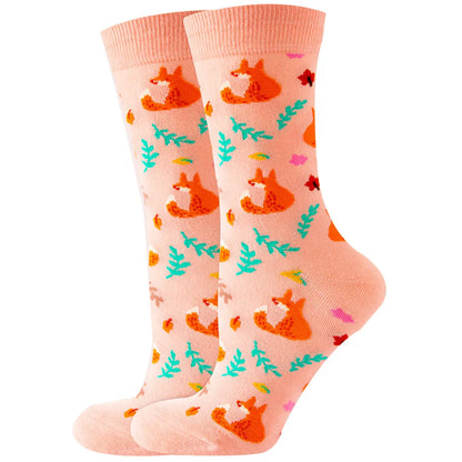 Unisex Cute Fruit Flower Cotton Crew Socks 1 Set