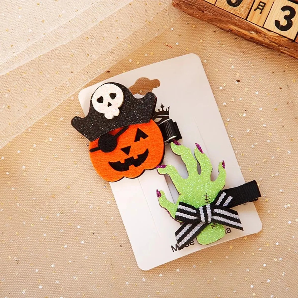 Unisex Cute Funny Pumpkin Bat Ghost Cloth Hair Clip