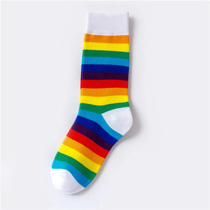 Unisex Cute Rainbow Cotton Crew Socks A Pair