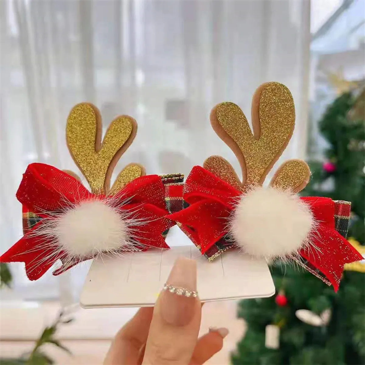 Unisex Cute Simple Style Santa Claus Elk Cloth Flocking Hair Clip