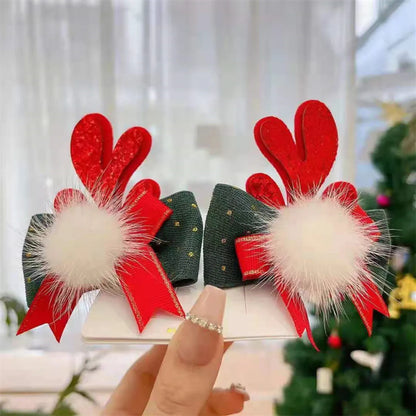 Unisex Cute Simple Style Santa Claus Elk Cloth Flocking Hair Clip