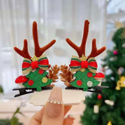 Unisex Cute Simple Style Santa Claus Elk Cloth Flocking Hair Clip