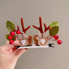 Unisex Cute Simple Style Santa Claus Elk Cloth Flocking Hair Clip