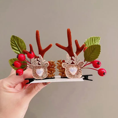 Unisex Cute Simple Style Santa Claus Elk Cloth Flocking Hair Clip