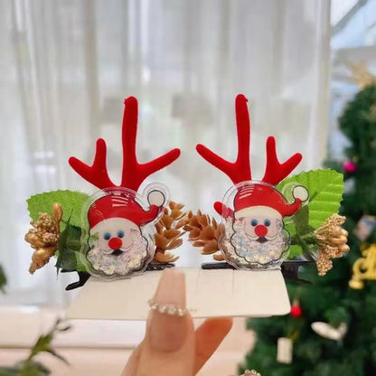 Unisex Cute Simple Style Santa Claus Elk Cloth Flocking Hair Clip