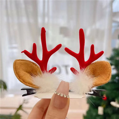 Unisex Cute Simple Style Santa Claus Elk Cloth Flocking Hair Clip