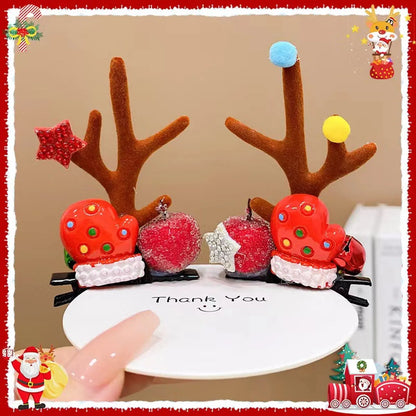 Unisex Cute Simple Style Santa Claus Elk Cloth Flocking Hair Clip