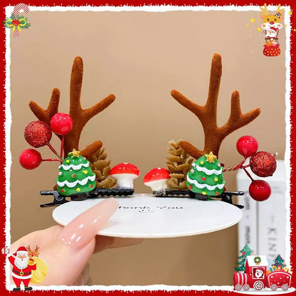 Unisex Cute Simple Style Santa Claus Elk Cloth Flocking Hair Clip