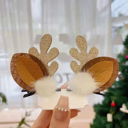 Unisex Cute Simple Style Santa Claus Elk Cloth Flocking Hair Clip