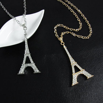 Unisex Eiffel Tower  Other Rhinestone-studded Alloy Rhinestone Hollow Necklace  Nhas120933