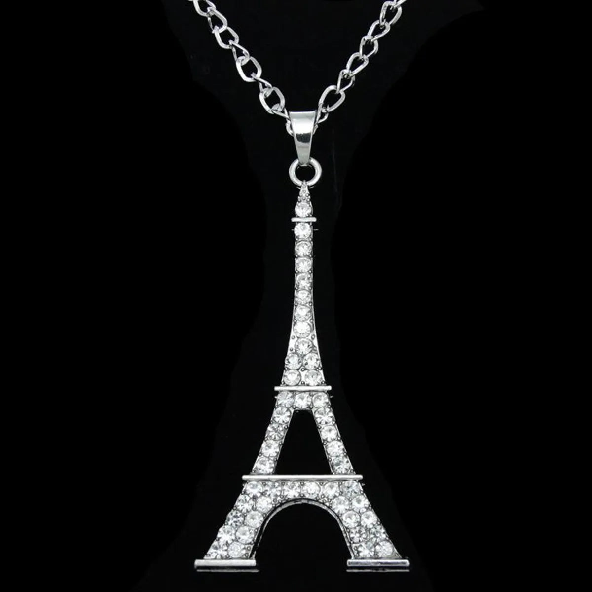 Unisex Eiffel Tower  Other Rhinestone-studded Alloy Rhinestone Hollow Necklace  Nhas120933