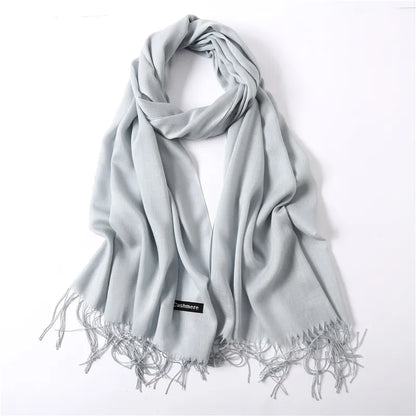 Unisex Elegant Solid Color Imitation Cashmere Tassel Winter Scarves