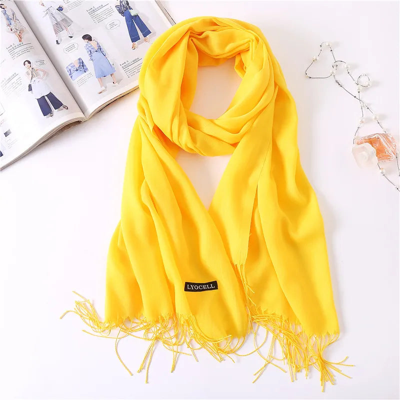 Unisex Elegant Solid Color Imitation Cashmere Tassel Winter Scarves