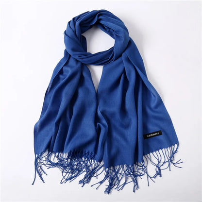 Unisex Elegant Solid Color Imitation Cashmere Tassel Winter Scarves