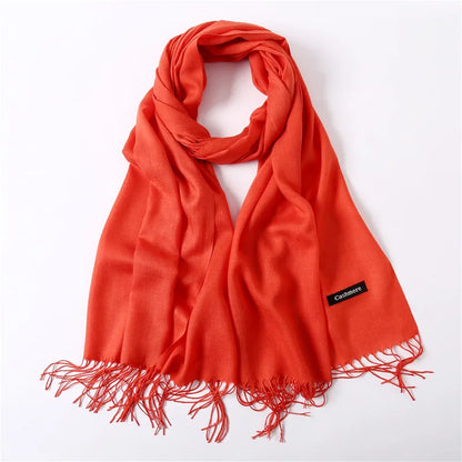 Unisex Elegant Solid Color Imitation Cashmere Tassel Winter Scarves