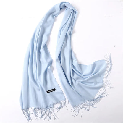 Unisex Elegant Solid Color Imitation Cashmere Tassel Winter Scarves