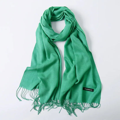 Unisex Elegant Solid Color Imitation Cashmere Tassel Winter Scarves