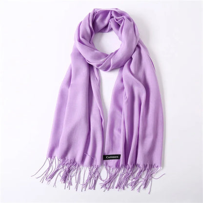 Unisex Elegant Solid Color Imitation Cashmere Tassel Winter Scarves