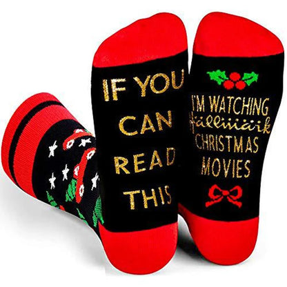 Unisex Fashion Christmas Tree Letter Star Cotton Printing Crew Socks