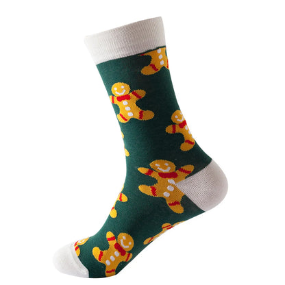 Unisex Fashion Christmas Tree Snowflake Cotton Jacquard Crew Socks