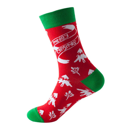 Unisex Fashion Christmas Tree Snowflake Cotton Jacquard Crew Socks