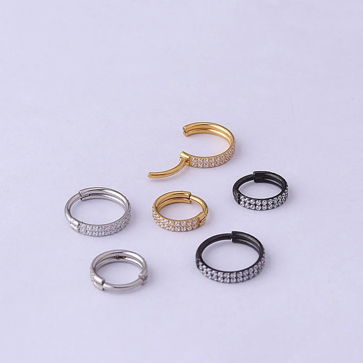 Unisex Fashion Circle Stainless Steel Metal Nose Ring Plating Inlay Zircon