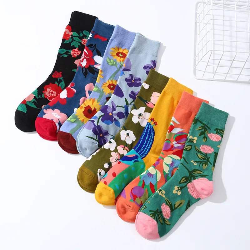 Unisex Fashion Flower Cotton Ankle Socks