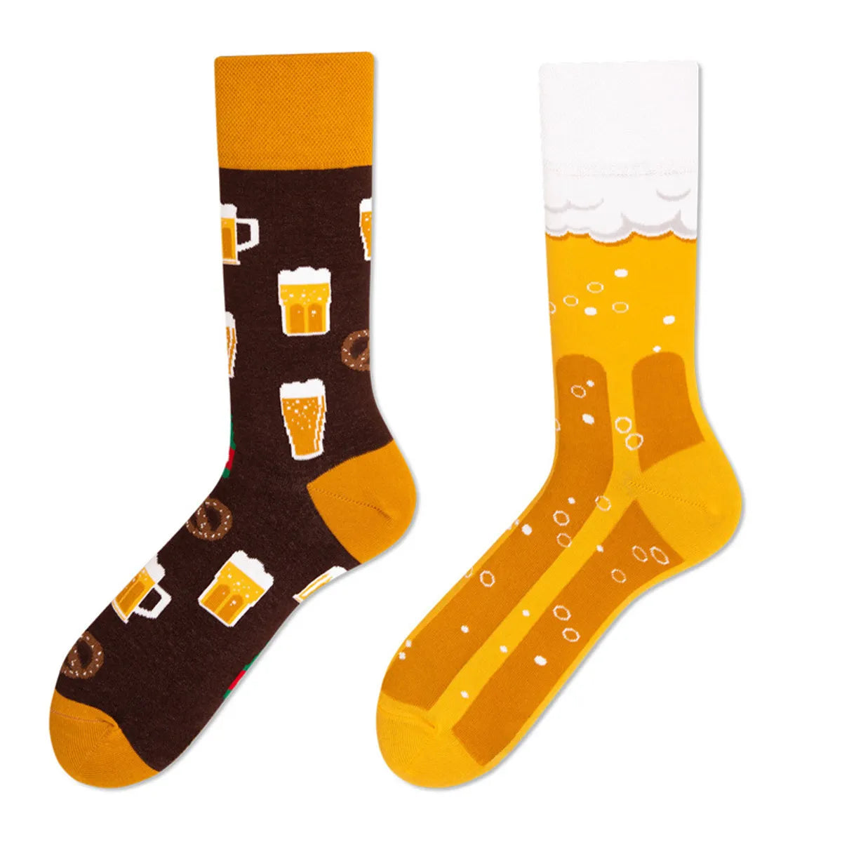 Unisex Fashion Fruit Leopard Cotton Handmade Crew Socks 2 Pieces