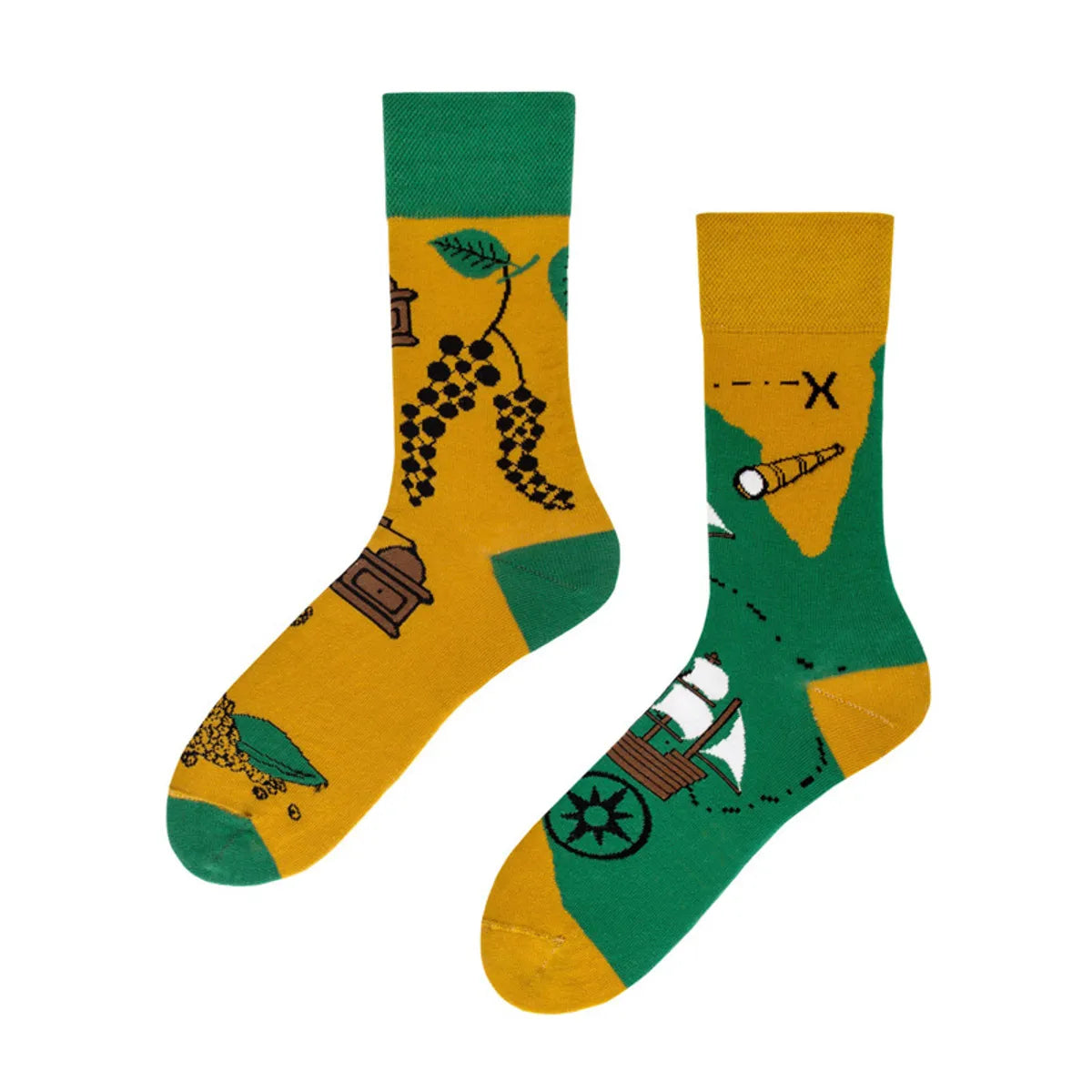 Unisex Fashion Fruit Leopard Cotton Handmade Crew Socks 2 Pieces