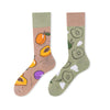 Unisex Fashion Fruit Leopard Cotton Handmade Crew Socks 2 Pieces