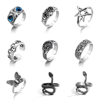 European And American Exaggerated Animal Ring Alloy Distressed Joint Ring Cross-Border Metal Open Ring Frog Snake-Shaped