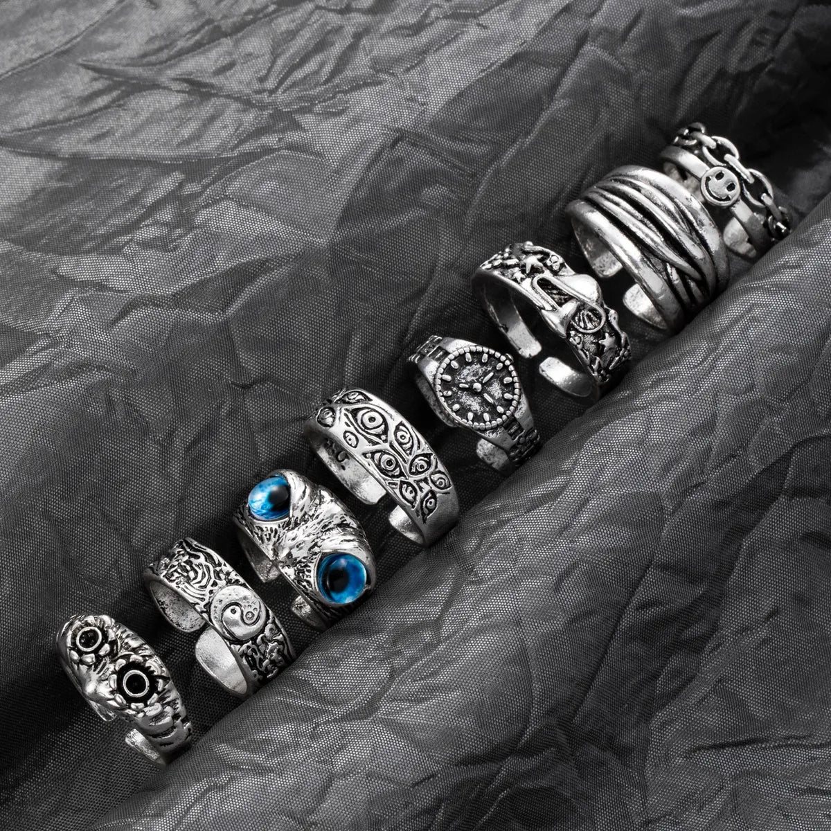 European And American Exaggerated Animal Ring Alloy Distressed Joint Ring Cross-Border Metal Open Ring Frog Snake-Shaped