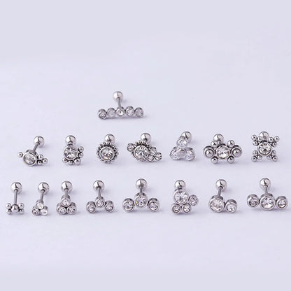 Ear Cartilage Rings & Studs Fashion Round 316 Stainless Steel  Plating Inlay Zircon