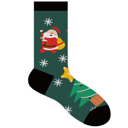 Unisex Fashion Santa Claus Snowman Cotton Jacquard Crew Socks